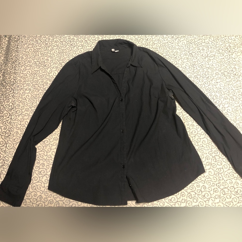 Elle Black Button-Up Top, Size XL